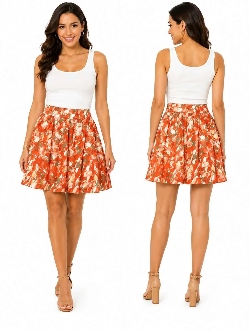 Kasper Orange Floral Circle Skirt